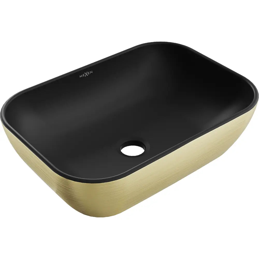 Mexen Rita Servant på Benkeplate 45x32 Cm Matt Svart/gull Linjemønster