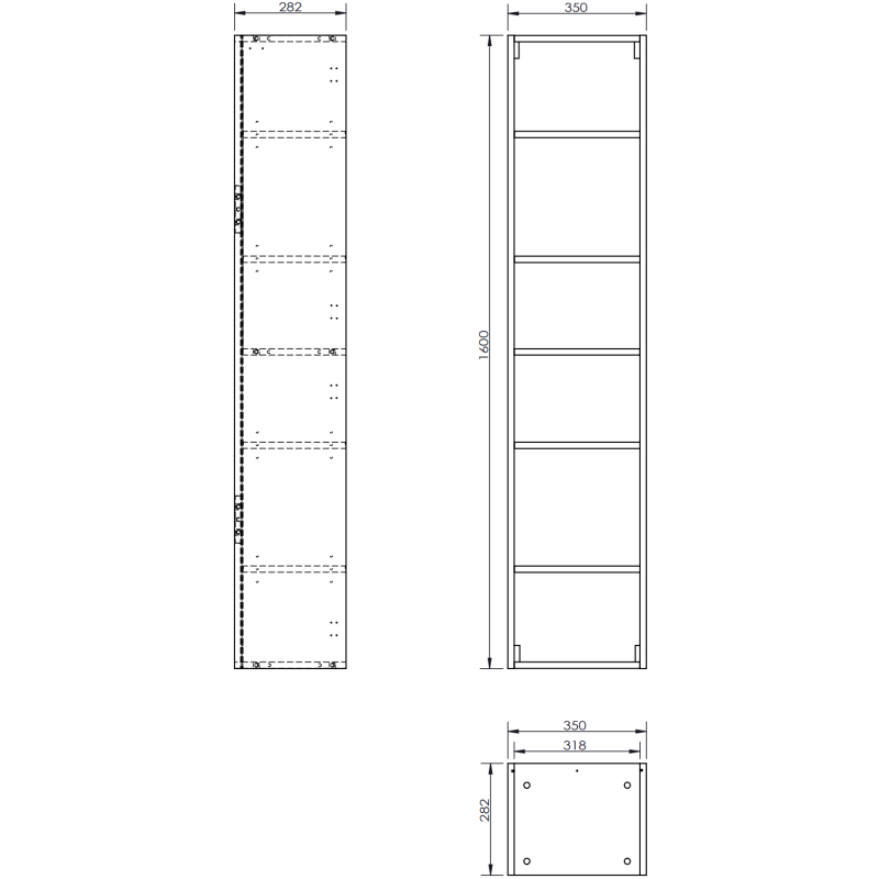 Høyskap bad 35 cm Valnøtt 2 Dører Silent System Mexen Rivel – 91A21-03016-2-BF86