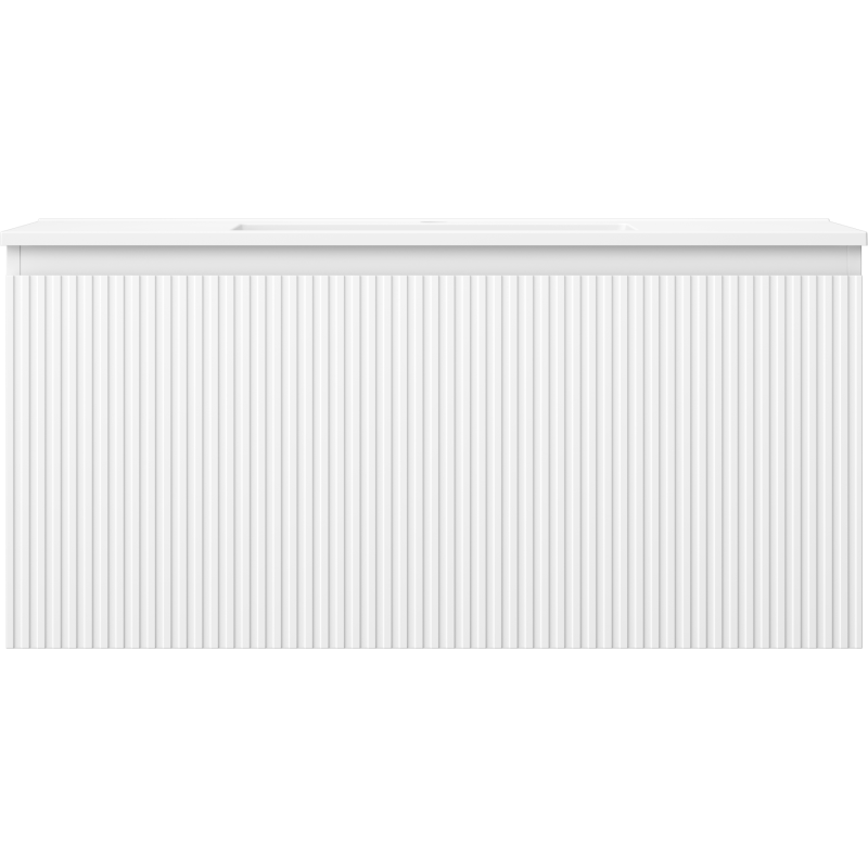 Servant med skap 100 cm hvit Mexen Rivel/Otis med vertikale riller sett rett forfra.