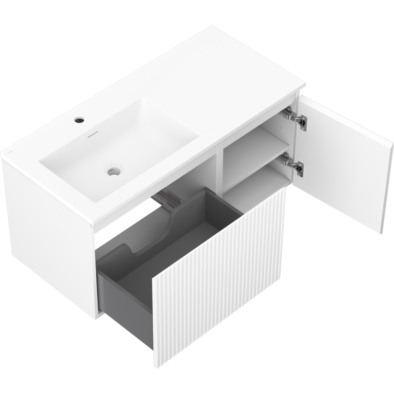 Servantskap med vask 100 cm hvit matt Mexen Rivel Otis venstre – 91A23-10047-3-BBFF01-W18L01