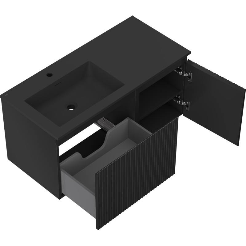 Servantskap med vask 100 cm svart matt Mexen Rivel Otis venstre – 91A23-10047-3-BBFF71-W18L71
