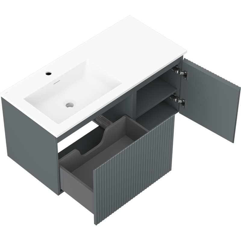 Servantskap med vask 100 cm grafitt/hvit Mexen Rivel Otis venstre – 91A23-10047-3-BBFF66-W18L01