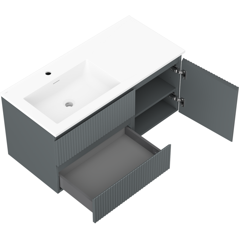 Servantskap med vask 100 cm grafitt/hvit matt Mexen Rivel – 91A23-10047-3-BBFFF66-W18L01