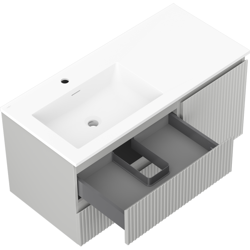 Servantskap med vask 100 cm grå matt/hvit matt Mexen Rivel – 91A23-10047-3-BBFFF62-W18L01