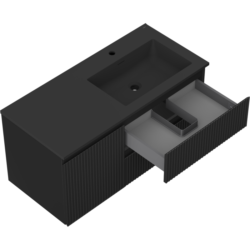 Servantskap med vask 100 cm svart matt Mexen Rivel høyre – 91A23-10047-3-BBFFF71-W18P71