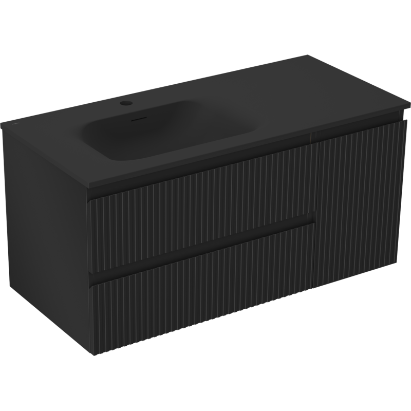 Servantskap med vask 100 cm svart matt Mexen Rivel Vela venstre – 91A23-10047-3-BBFFF71-W23L71