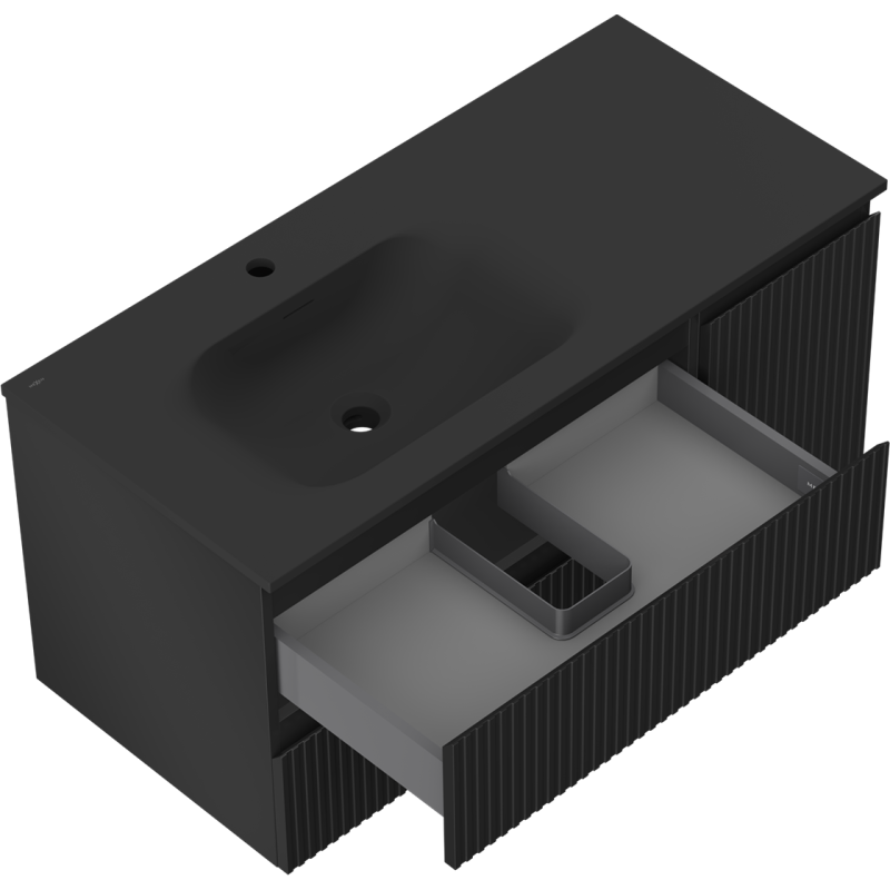 Servantskap med vask 100 cm svart matt Mexen Rivel Vela venstre – 91A23-10047-3-BBFFF71-W23L71