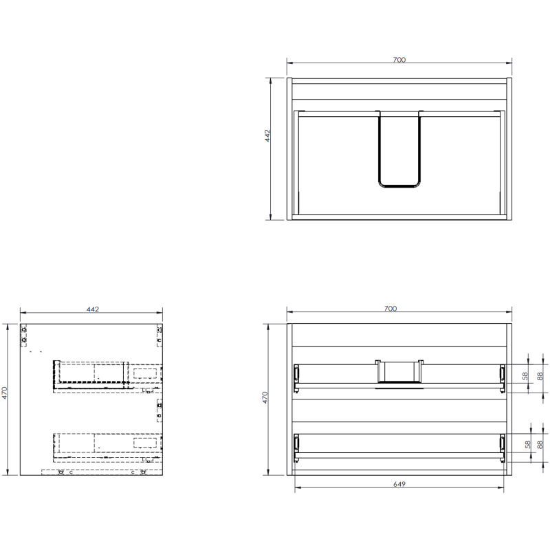 Servantskap med vask 100 cm grafitt/hvit matt Mexen Rivel – 91A23-10047-3-BBFFF66-W23L01