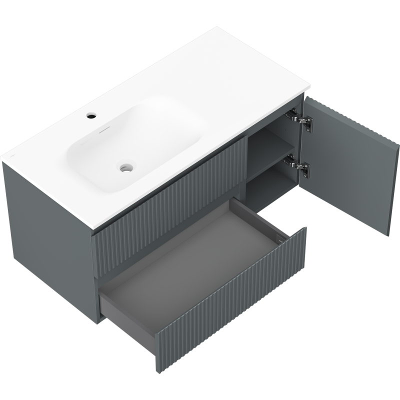 Servantskap med vask 100 cm grafitt/hvit matt Mexen Rivel – 91A23-10047-3-BBFFF66-W23L01