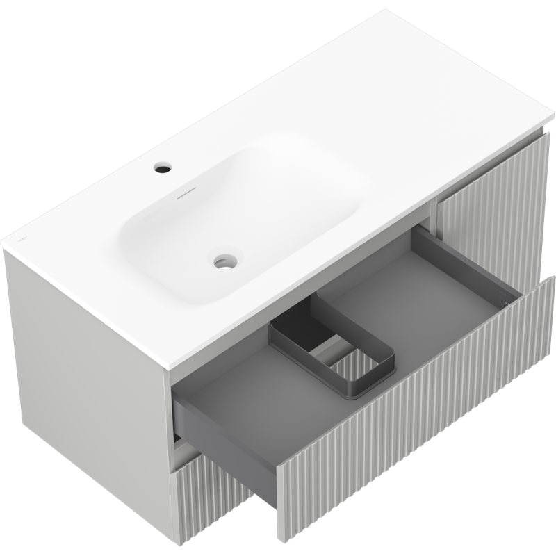 Servantskap med vask 100 cm Mexen Rivel grå matt/struktur – 91A23-10047-3-BBFFF62-W23L01