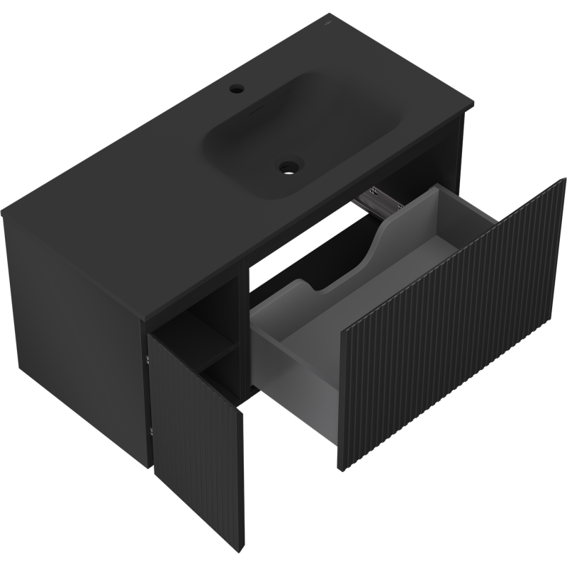 Servantskap med vask 100 cm svart matt Mexen Rivel – 91A23-10047-3-BBFF71-W23P71