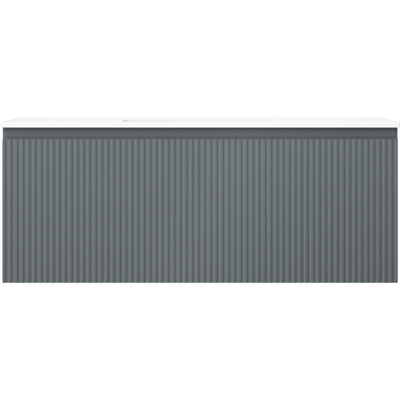 Servant med skap 120 cm Mexen Rivel/Otis i grafitt med hvite overflater, frontvisning.