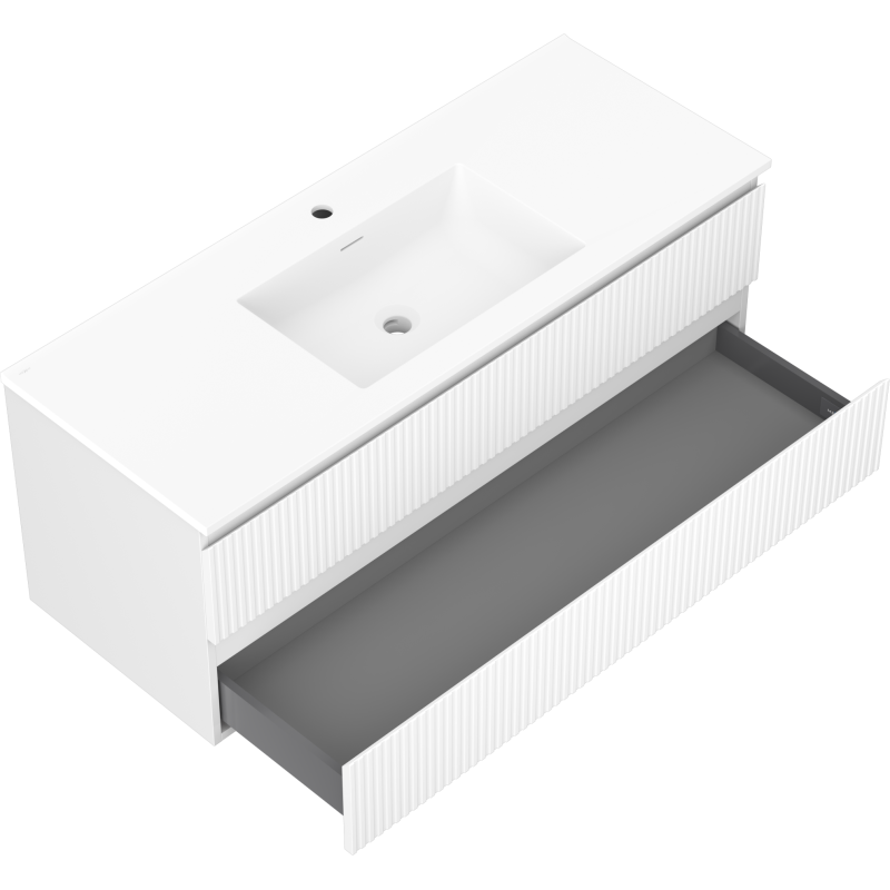 Servantskap med vask 120 cm, hvit matt, 2 skuffer Mexen Rivel – 91A20-12047-2-BFF01-W18M01