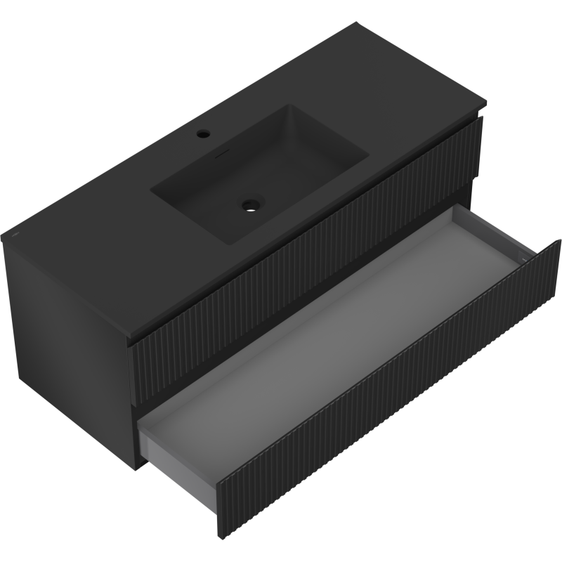 Servantskap med vask 120 cm svart matt, 2 skuffer Mexen Rivel – 91A20-12047-2-BFF71-W18M71