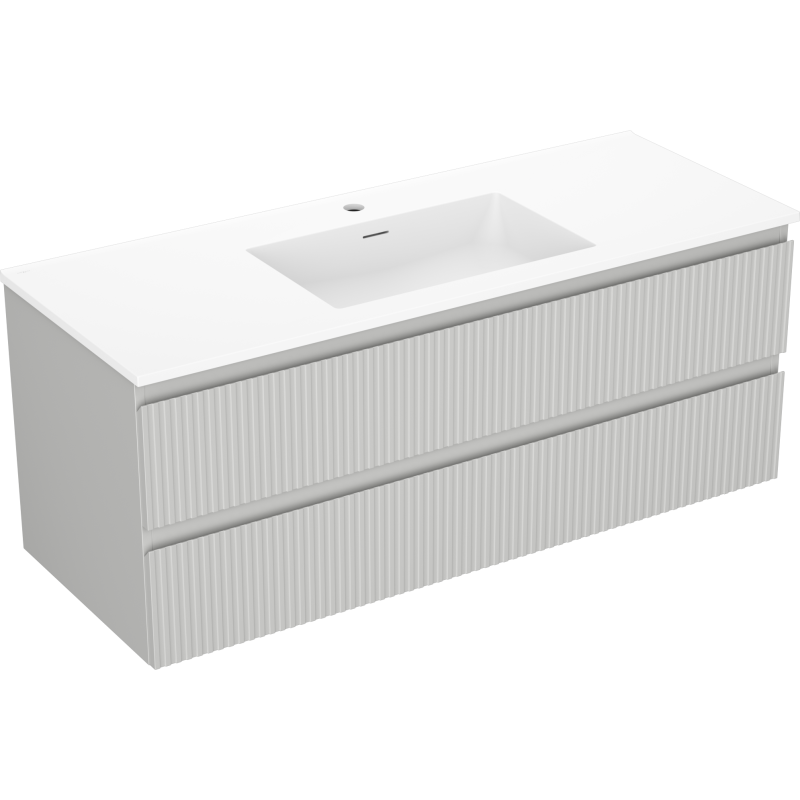 Servantskap med vask 120 cm grå matt/hvit matt, 2 skuffer Mexen Rivel – 91A20-12047-2-BFF62-W18M01