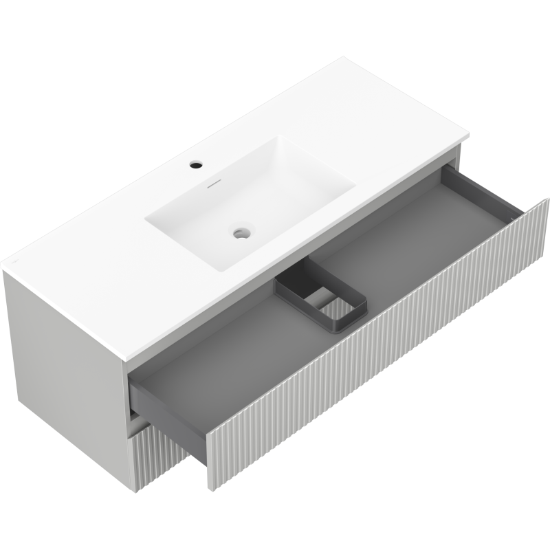 Servantskap med vask 120 cm grå matt/hvit matt, 2 skuffer Mexen Rivel – 91A20-12047-2-BFF62-W18M01