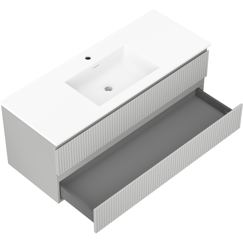 Servantskap med vask 120 cm grå matt/hvit matt, 2 skuffer Mexen Rivel – 91A20-12047-2-BFF62-W18M01