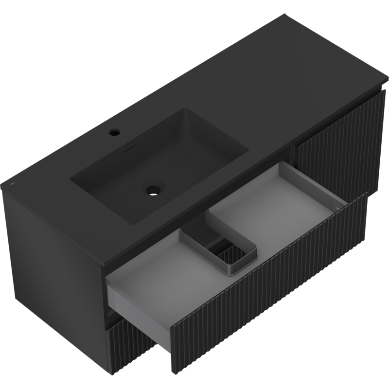 Servantskap med vask 120 cm svart matt Mexen Rivel Otis venstre – 91A23-12047-3-BBFFF71-W18L71