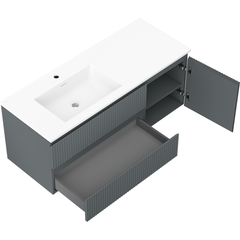 Servantskap med vask 120 cm Mexen Rivel grafitt/hvit matt – 91A23-12047-3-BBFFF66-W18L01