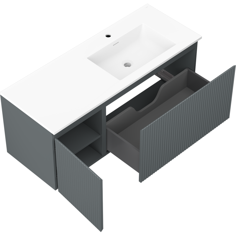 Servantskap med vask 120 cm grafitt/hvit matt Mexen Rivel – 91A23-12047-3-BBFF66-W18P01