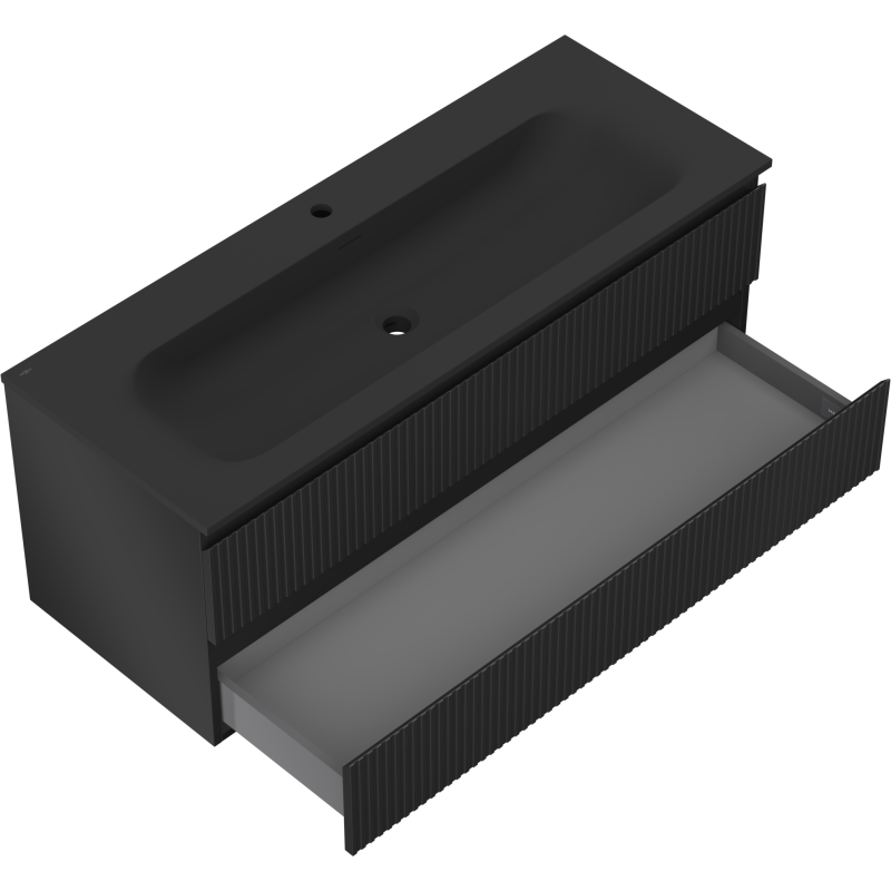Servantskap med vask 120 cm svart matt, 2 skuffer Mexen Rivel – 91A20-12047-2-BFF71-W23M71