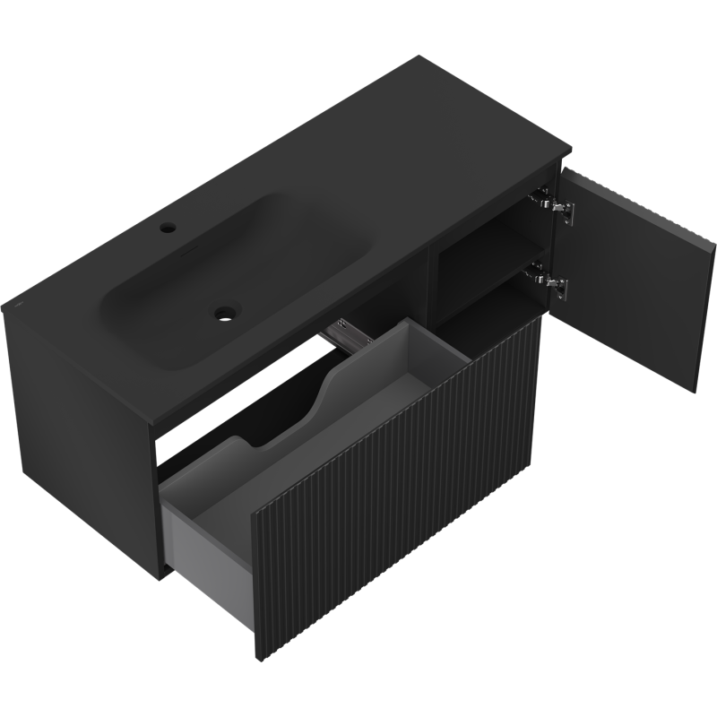 Servantskap med vask 120 cm svart matt Mexen Rivel Vela venstre – 91A23-12047-3-BBFF71-W23L71