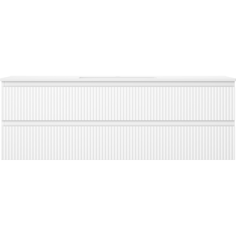 Servant med skap 140 cm hvit Mexen Rivel/Otis med to skuffer og vertikale riller.