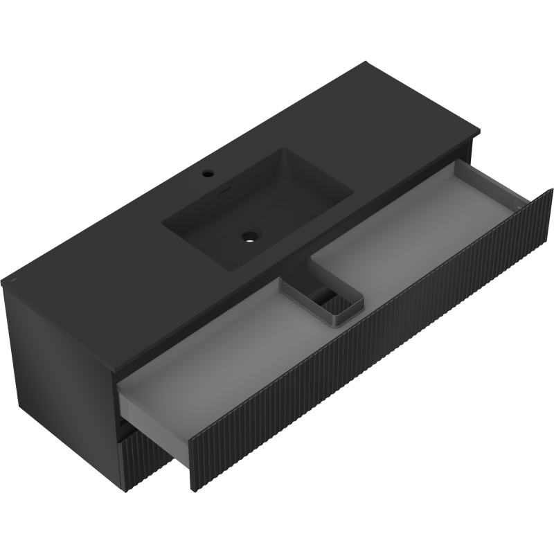 Servantskap med vask 140 cm svart matt, 2 skuffer Mexen Rivel – 91A20-14047-2-BFF71-W18M71