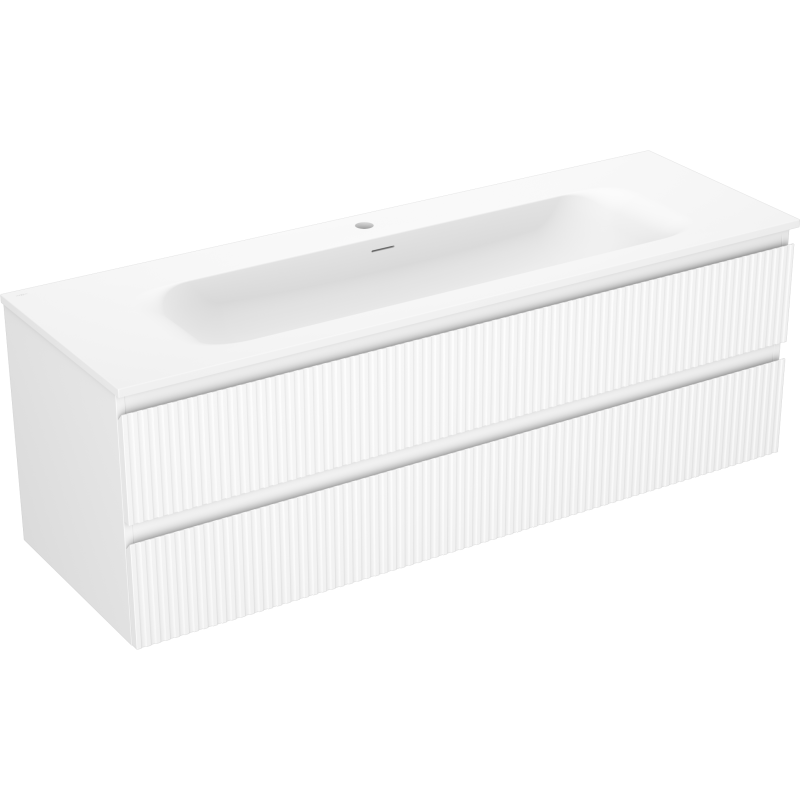 Servantskap med vask 140 cm hvit matt Mexen Rivel Vela, 2 skuffer – 91A20-14047-2-BFF01-W23M01