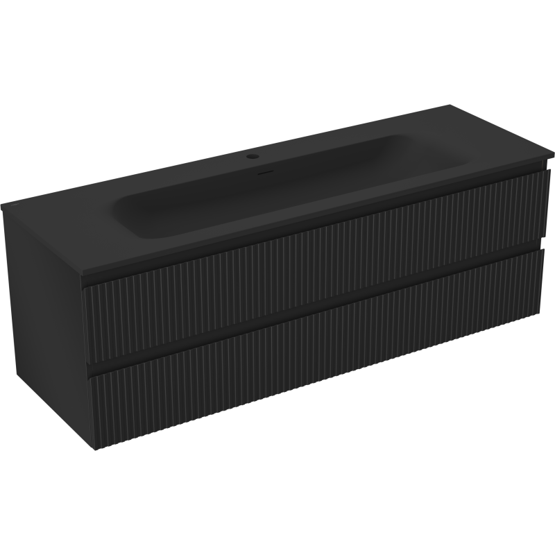 Servantskap med vask 140 cm svart matt, 2 skuffer Mexen Rivel – 91A20-14047-2-BFF71-W23M71