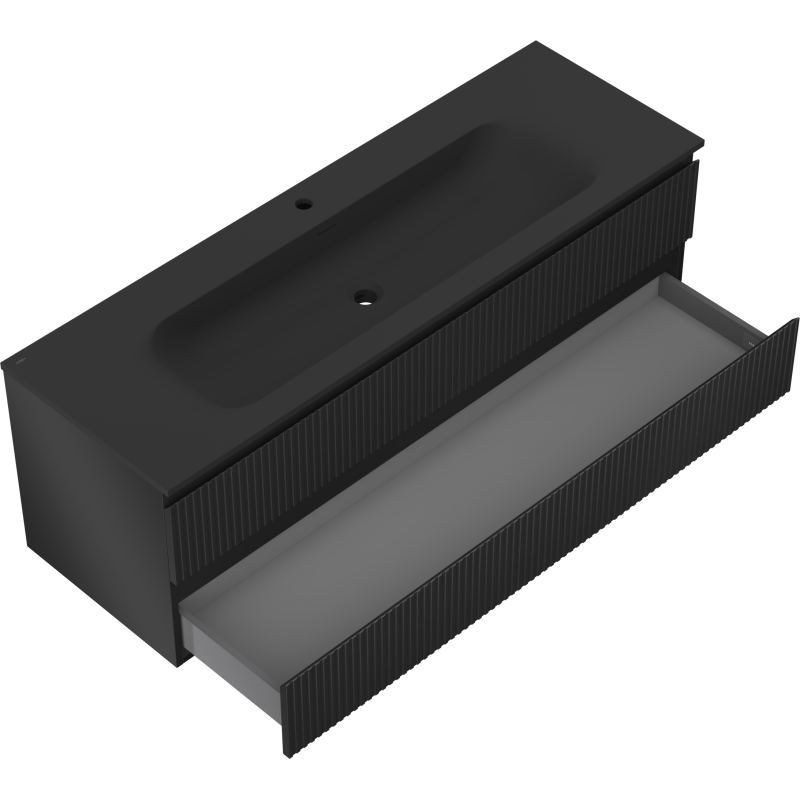 Servantskap med vask 140 cm svart matt, 2 skuffer Mexen Rivel – 91A20-14047-2-BFF71-W23M71