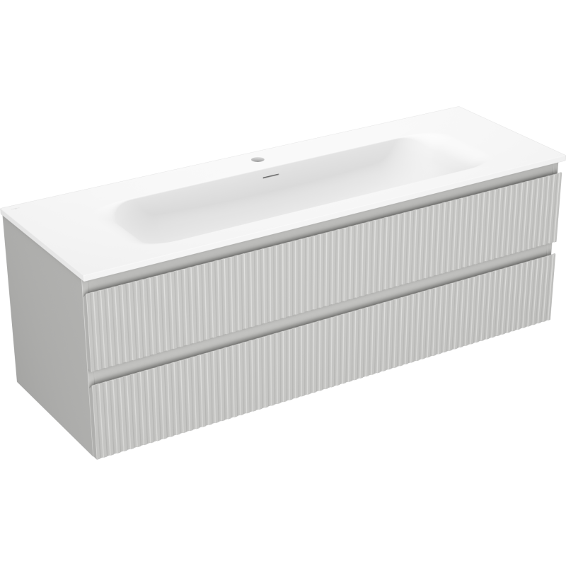 Servantskap med vask 140 cm grå matt Mexen Rivel, 2 skuffer – 91A20-14047-2-BFF62-W23M01