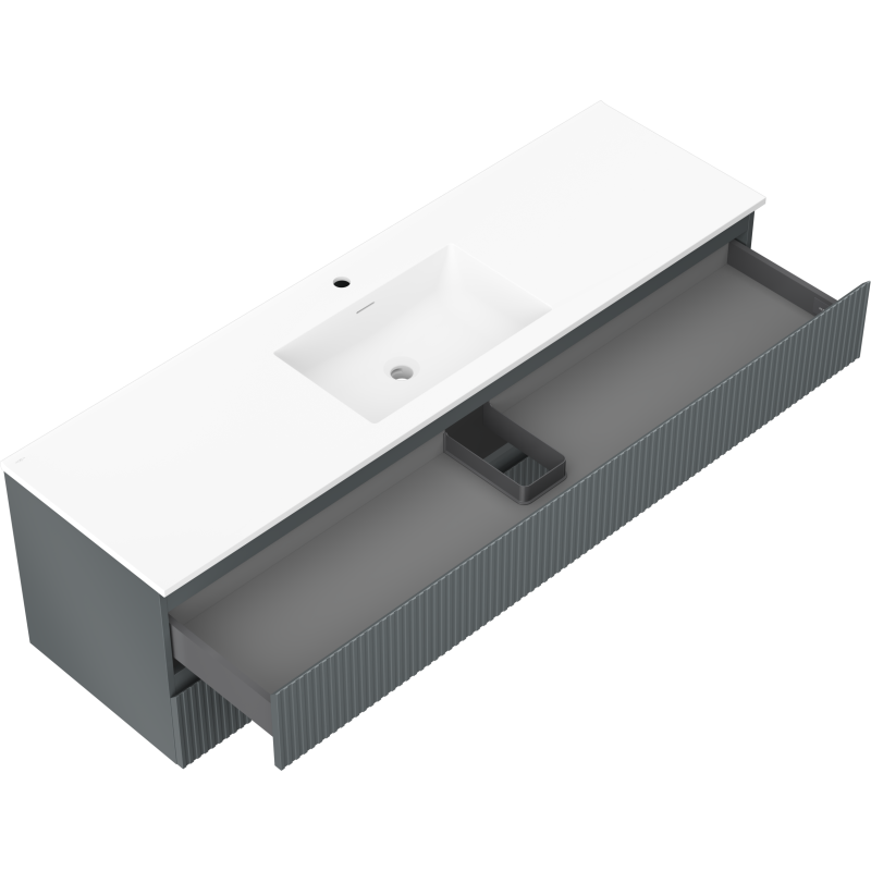Servantskap med vask 160 cm, grafitt/hvit matt Mexen Rivel – 91A20-16047-2-BFF66-W18M01