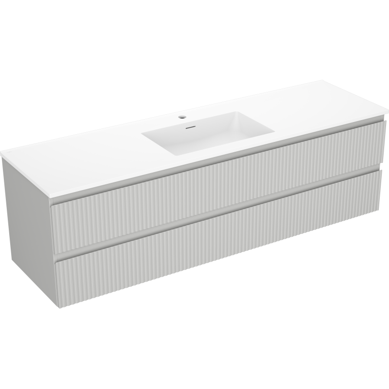 Servantskap med vask 160 cm grå matt Mexen Rivel, 2 skuffer – 91A20-16047-2-BFF62-W18M01