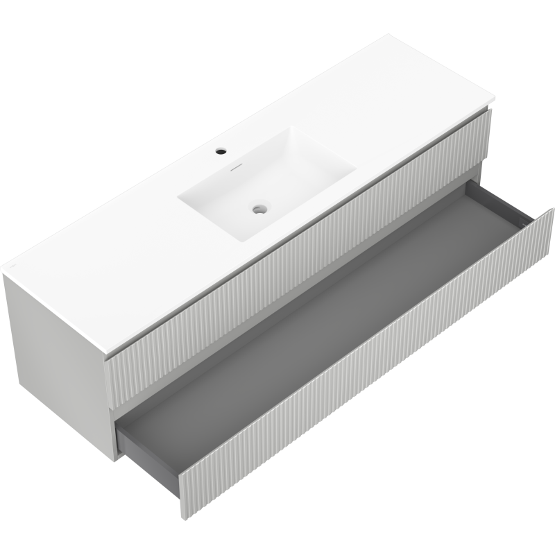 Servantskap med vask 160 cm grå matt Mexen Rivel, 2 skuffer – 91A20-16047-2-BFF62-W18M01