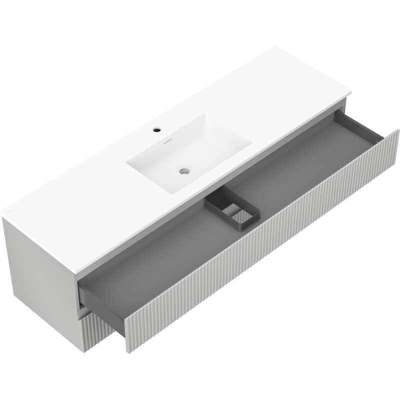 Servantskap med vask 160 cm grå matt Mexen Rivel, 2 skuffer – 91A20-16047-2-BFF62-W18M01