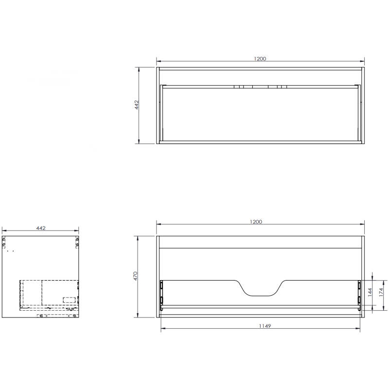 Servantskap med vask 160 cm Mexen Rivel grafitt matt/hvit matt – 91A23-16047-3-BBFF66-W18L01