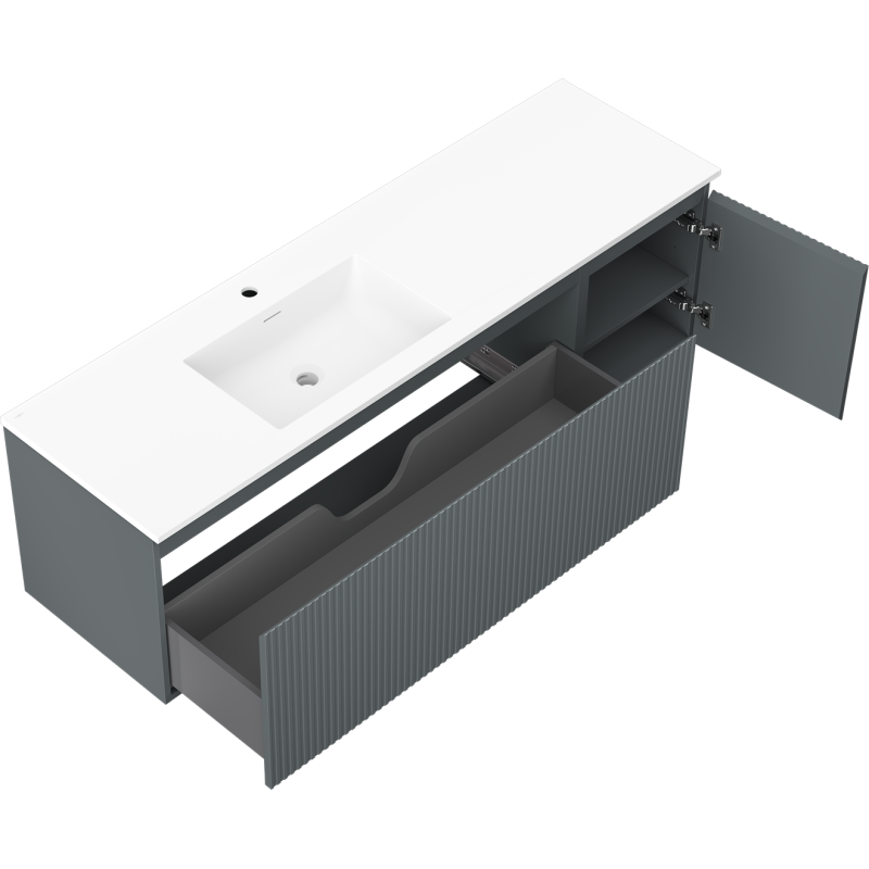 Servantskap med vask 160 cm Mexen Rivel grafitt matt/hvit matt – 91A23-16047-3-BBFF66-W18L01