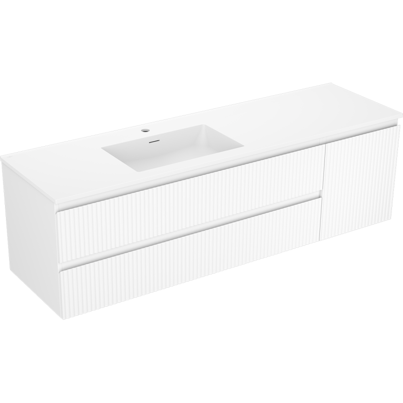 Servantskap med vask 160 cm hvit matt Mexen Rivel Otis venstre – 91A23-16047-3-BBFFF01-W18L01