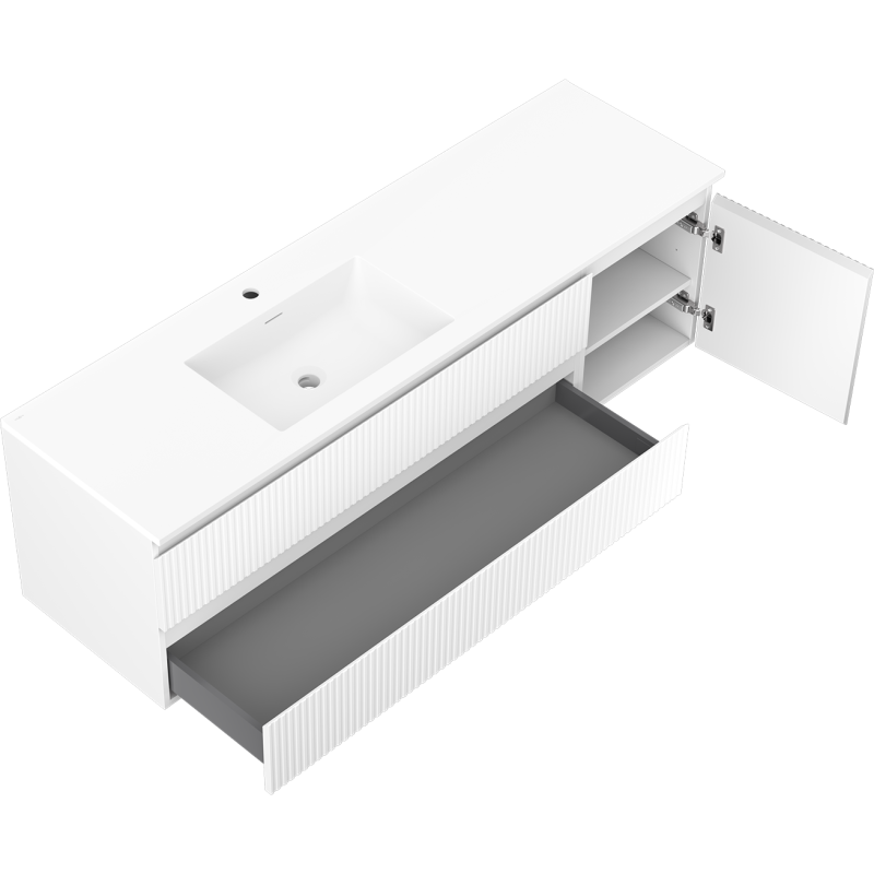 Servantskap med vask 160 cm hvit matt Mexen Rivel Otis venstre – 91A23-16047-3-BBFFF01-W18L01