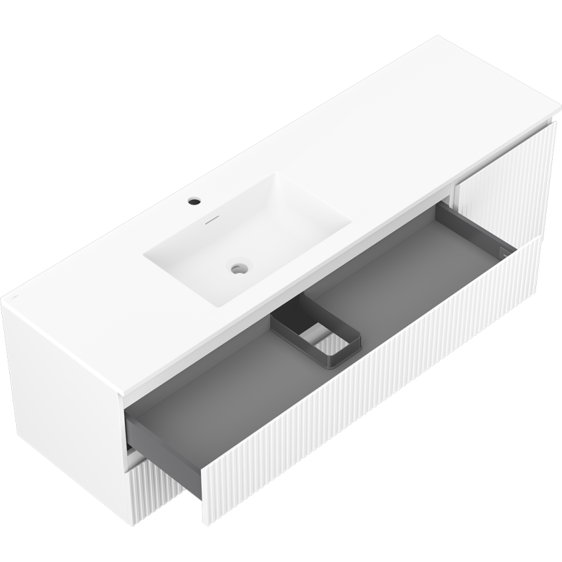 Servantskap med vask 160 cm hvit matt Mexen Rivel Otis venstre – 91A23-16047-3-BBFFF01-W18L01