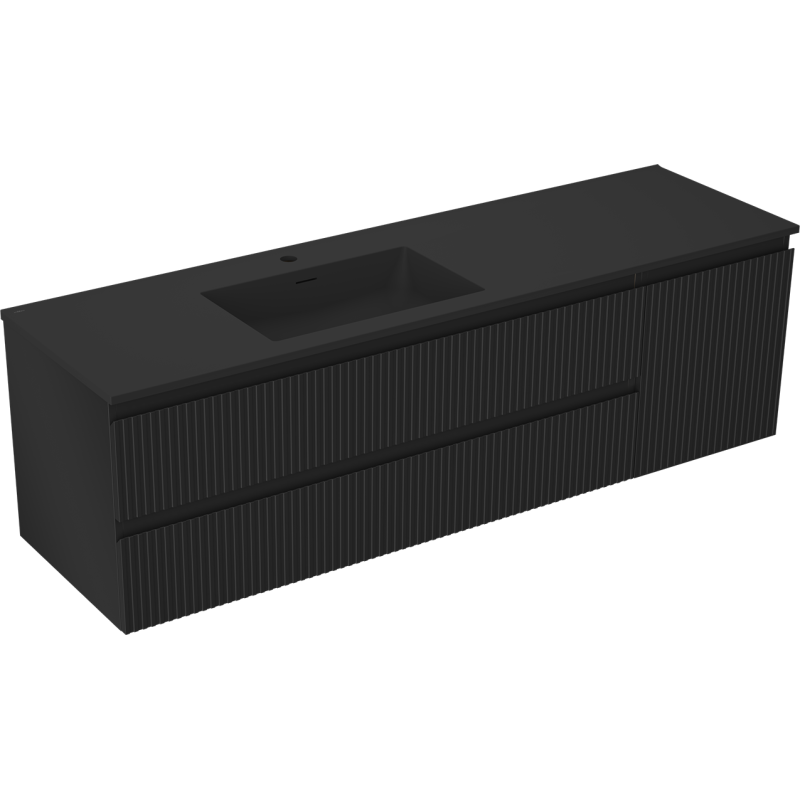 Servantskap med vask 160 cm svart matt Mexen Rivel Otis venstre – 91A23-16047-3-BBFFF71-W18L71