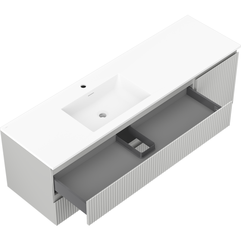 Servantskap med vask 160 cm grå matt Mexen Rivel – 91A23-16047-3-BBFFF62-W18L01