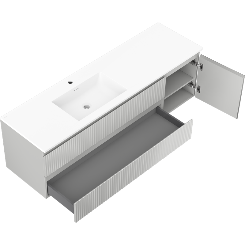 Servantskap med vask 160 cm grå matt Mexen Rivel – 91A23-16047-3-BBFFF62-W18L01