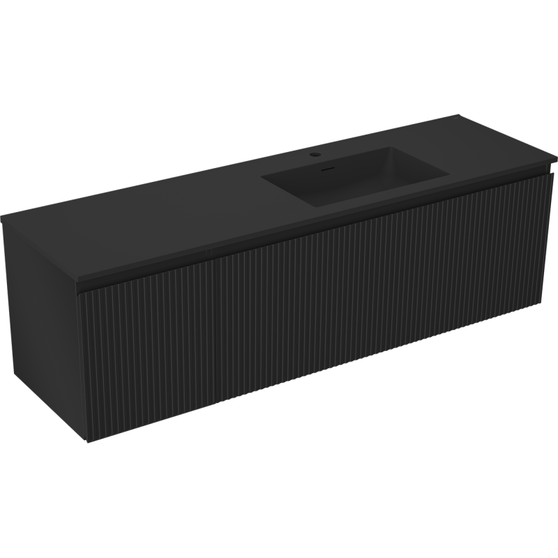 Servantskap med vask 160 cm svart matt Mexen Rivel Otis høyre – 91A23-16047-3-BBFF71-W18P71