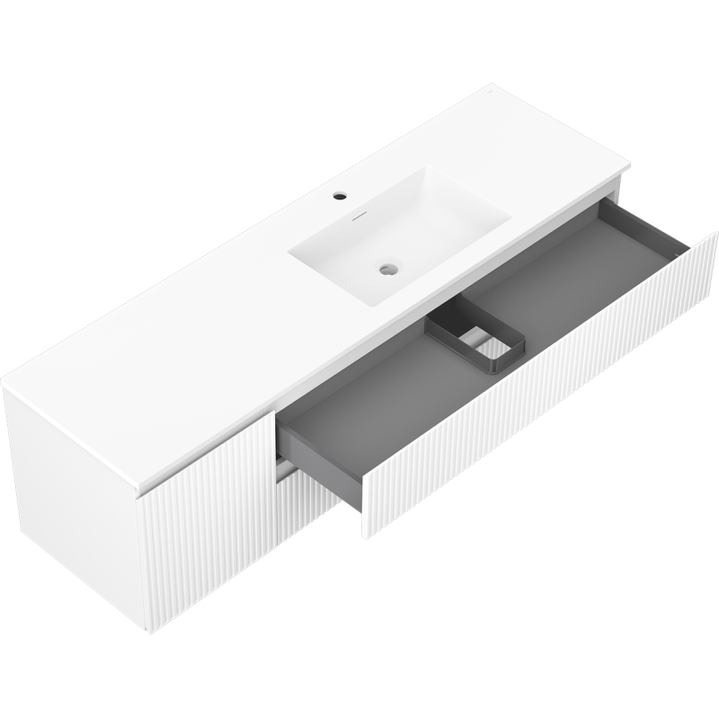 Servantskap med vask 160 cm Mexen Rivel hvit matt Otis høyre – 91A23-16047-3-BBFFF01-W18P01