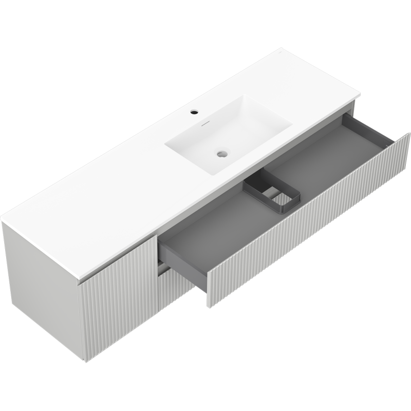 Servantskap med vask 160 cm grå/hvit matt Mexen Rivel Otis høyre – 91A23-16047-3-BBFFF62-W18P01