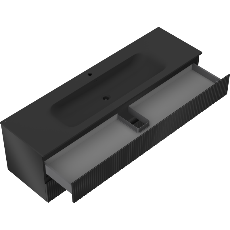 Servantskap med vask 160 cm, svart matt, 2 skuffer Mexen Rivel – 91A20-16047-2-BFF71-W23M71