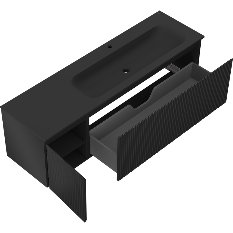 Servantskap med vask 160 cm svart matt Mexen Rivel Vela høyre – 91A23-16047-3-BBFF71-W23P71