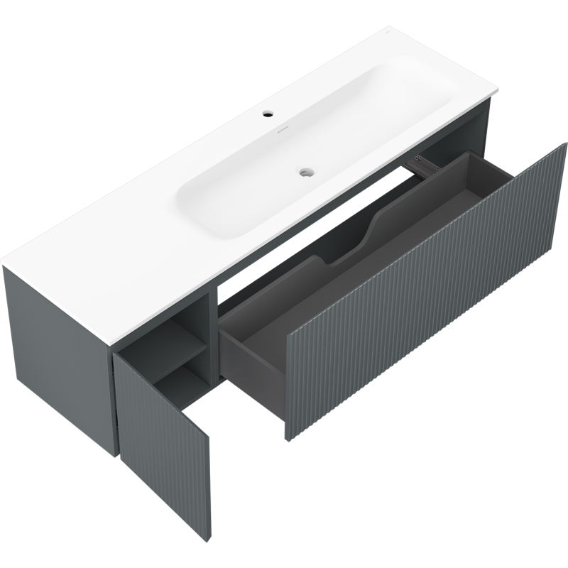 Servantskap med vask 160 cm grafitt/hvit matt Mexen Rivel Vela høyre – 91A23-16047-3-BBFF66-W23P01